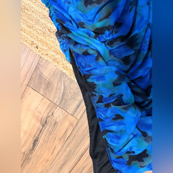 AKIRA Vibrant Blue and Black Patterned Maxi Dress - Picture 2 of 5